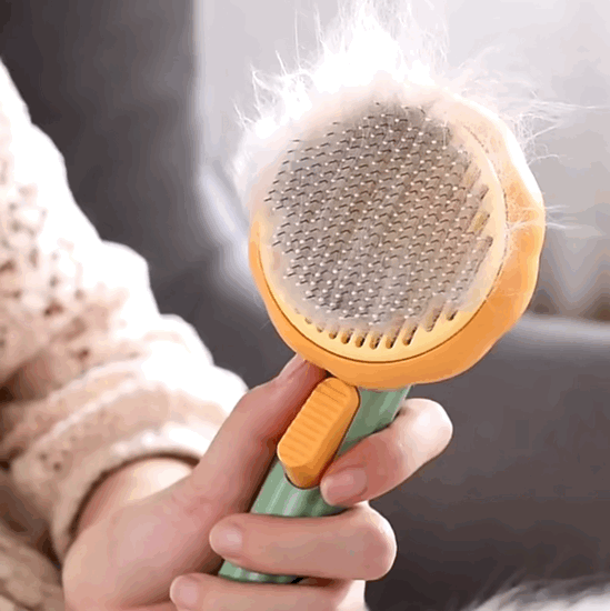 Self-Cleaning Pet Grooming One-Click Hair Brush - Sunflower