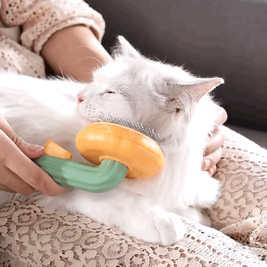 Self-Cleaning Pet Grooming One-Click Hair Brush - Sunflower