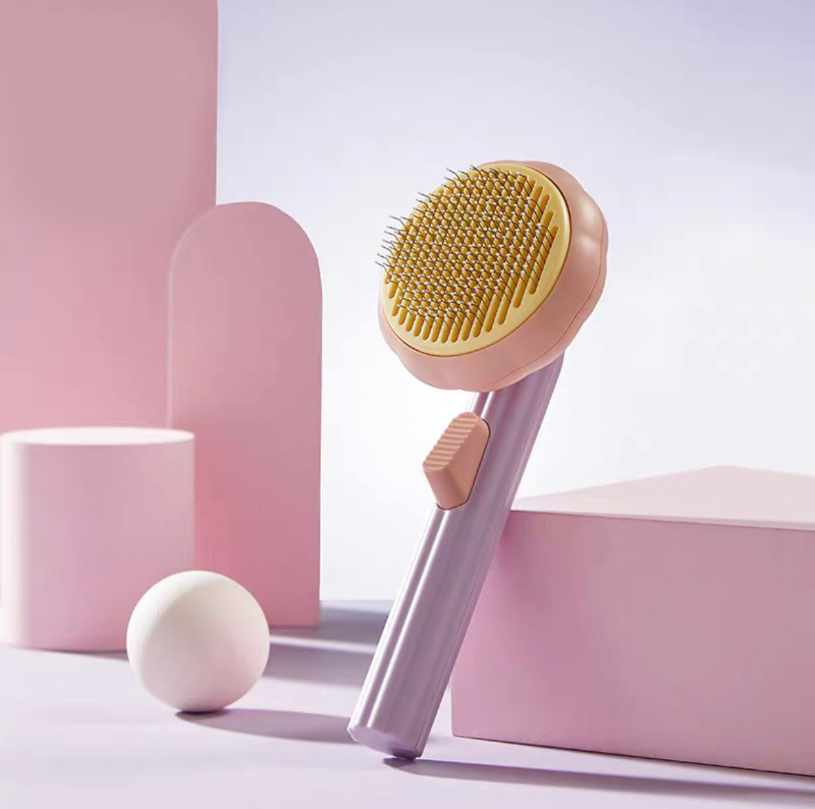 Self-Cleaning Pet Grooming One-Click Hair Brush - Sunflower